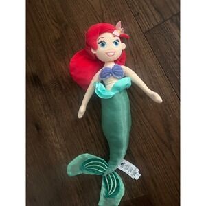 Disney Store Ariel Plush Doll The Little Mermaid Red Hair Green Tail